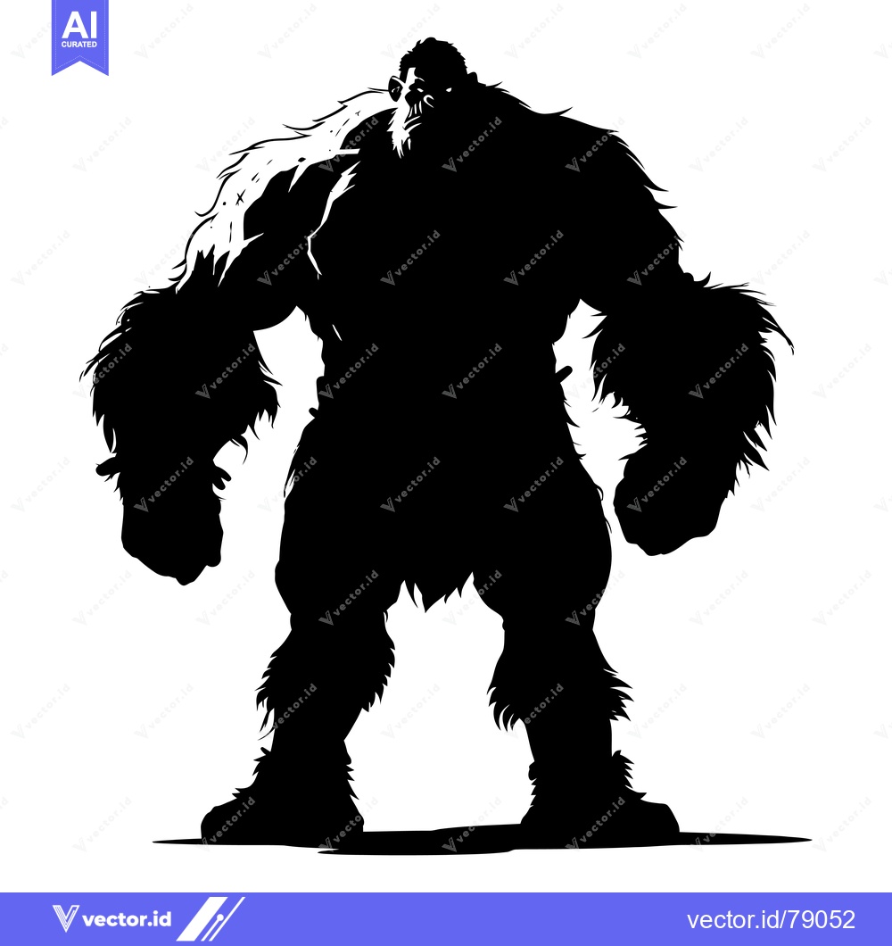 Premium Vector of Silhouette of a Furry, Muscular, Standing Humanoid