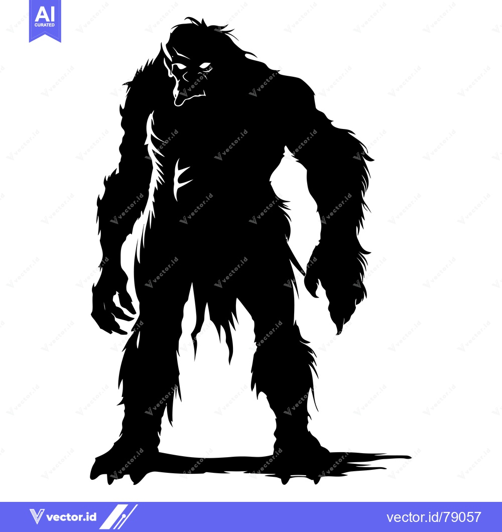Premium Vector dari Black and White Silhouette of a Bigfoot-Like Creature