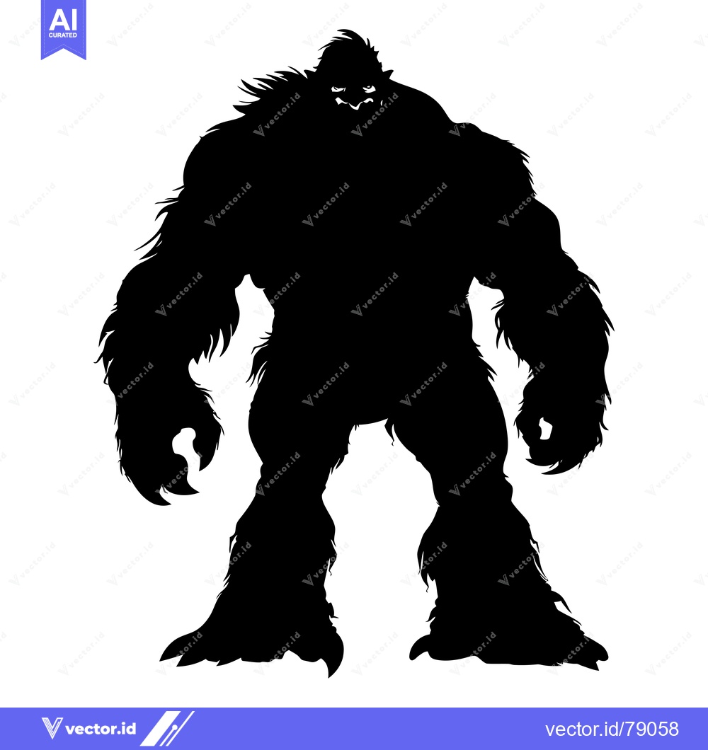 Premium Vector of Silhouette of a Large, Hairy, Humanoid Creature