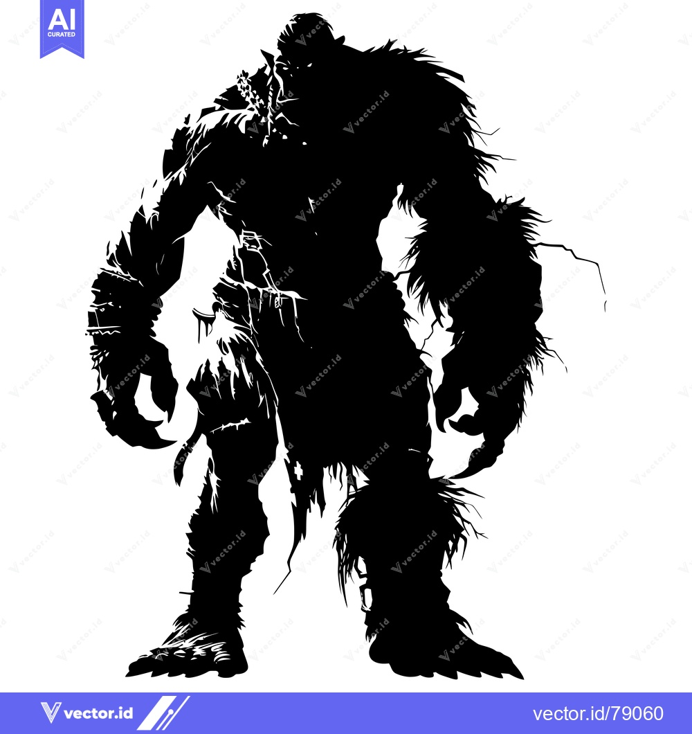 Premium Vector dari Silhouette of a Muscular, Furry, Orcish Creature