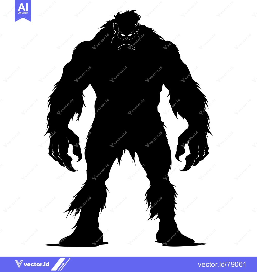 Premium Vector dari Silhouette of a Ferocious, Hairy Creature with Claws
