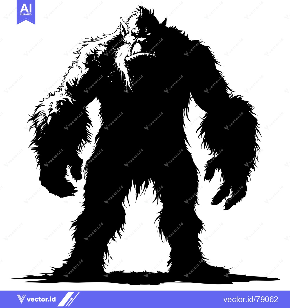 Premium Vector of A Silhouetted, Ferocious, Hairy, Monster