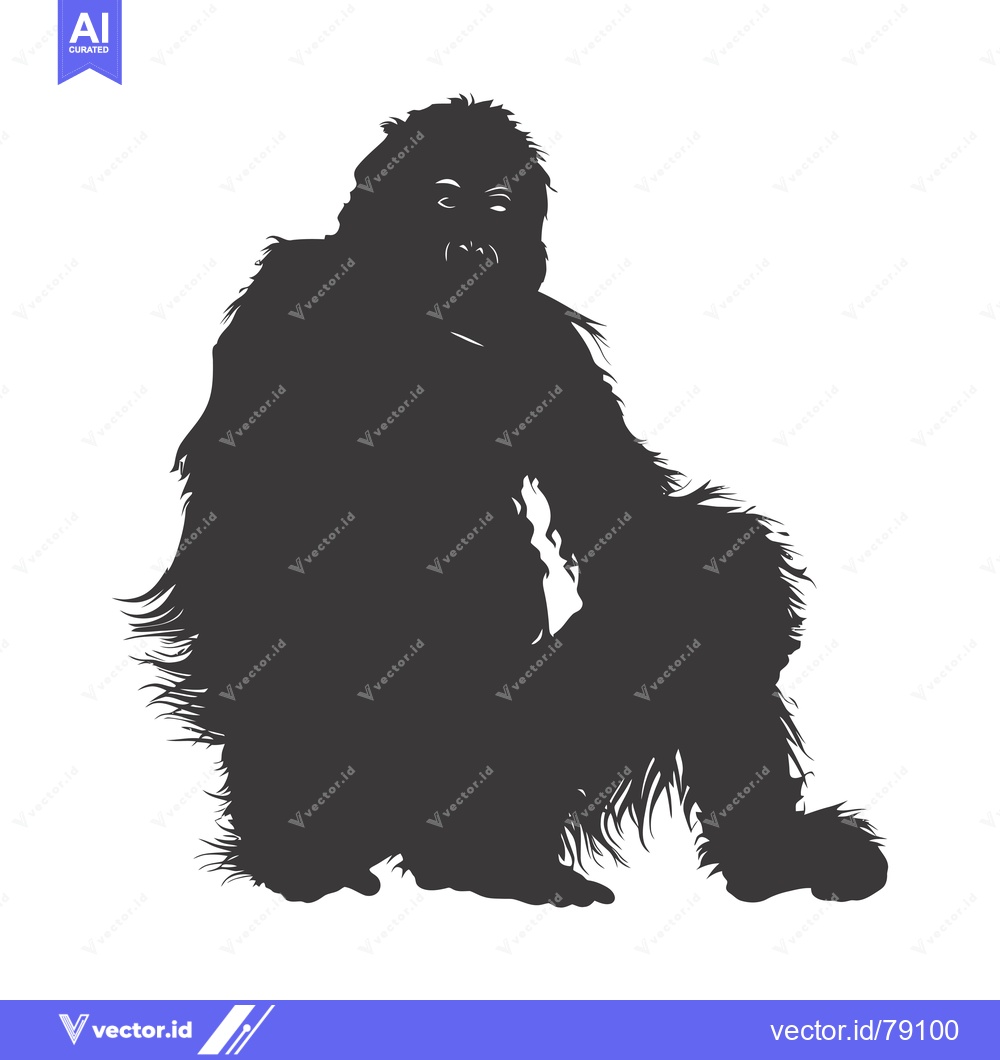 Premium Vector of Silhouette of a Sitting, Furry, Humanoid Creature