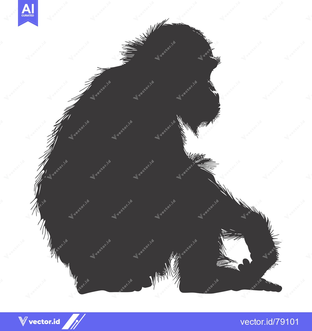 Premium Vector of A Silhouette of a Sitting Chimpanzee