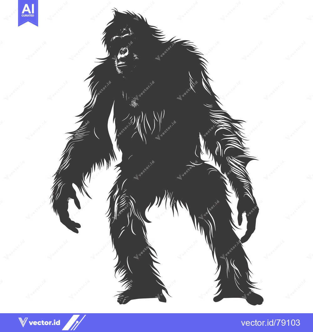 Premium Vector of Black and White Silhouette of a Standing Orangutan