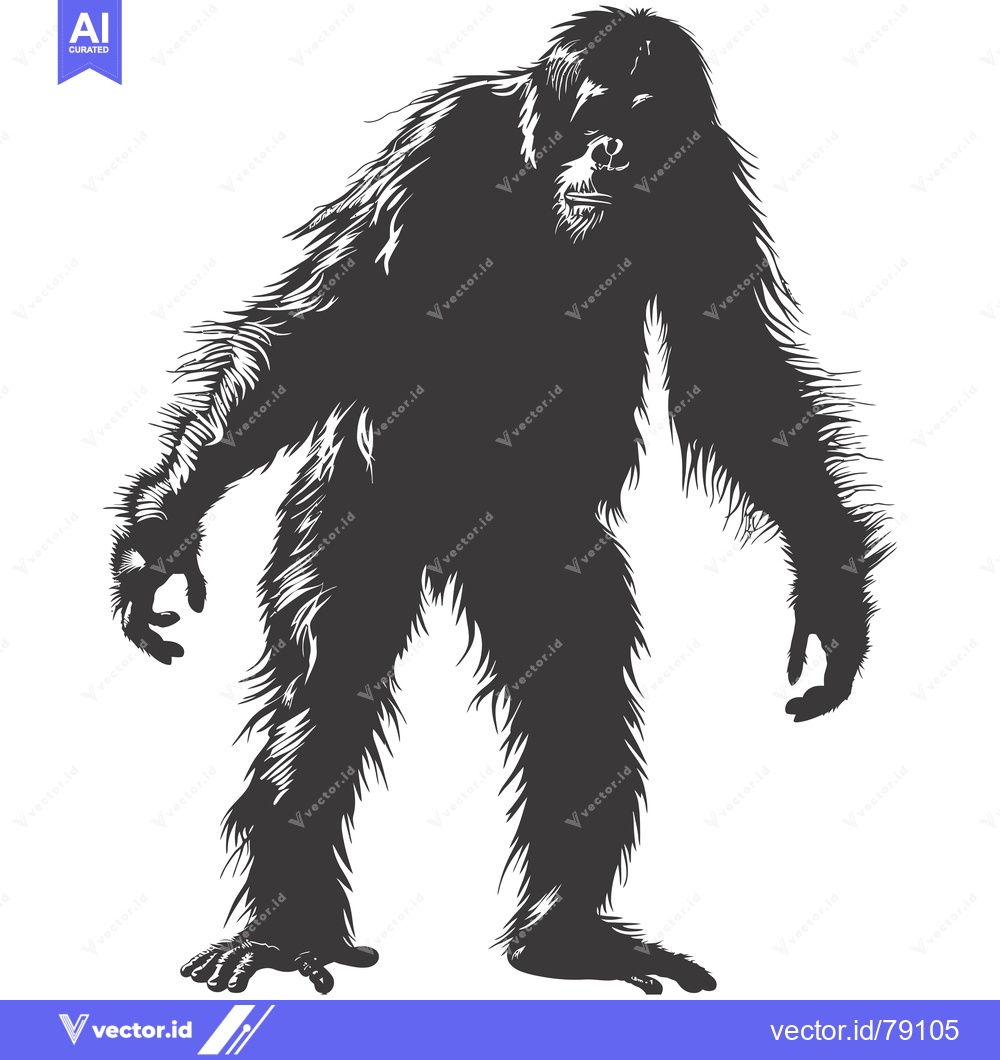 Premium Vector of A Silhouetted Orangutan Standing Tall Against a White Background