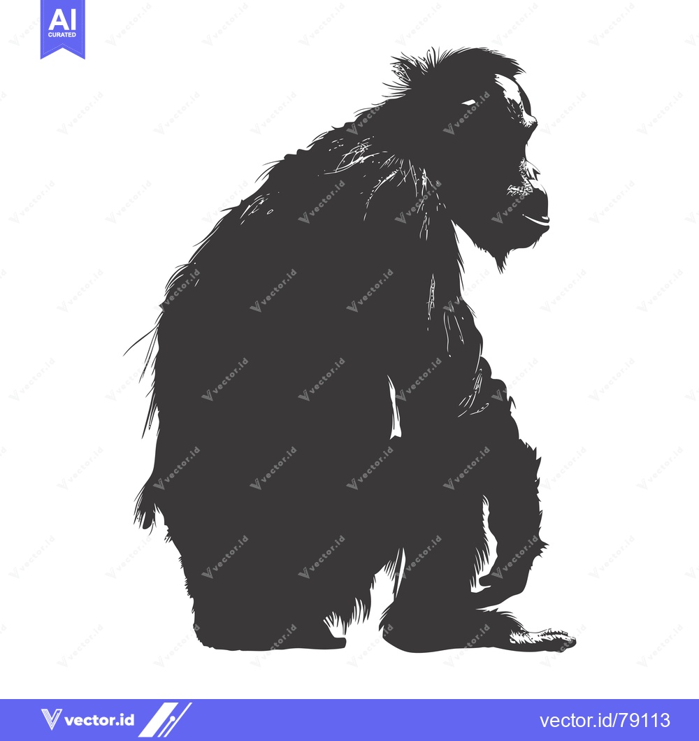 Premium Vector of A Silhouette of a Sitting Chimpanzee