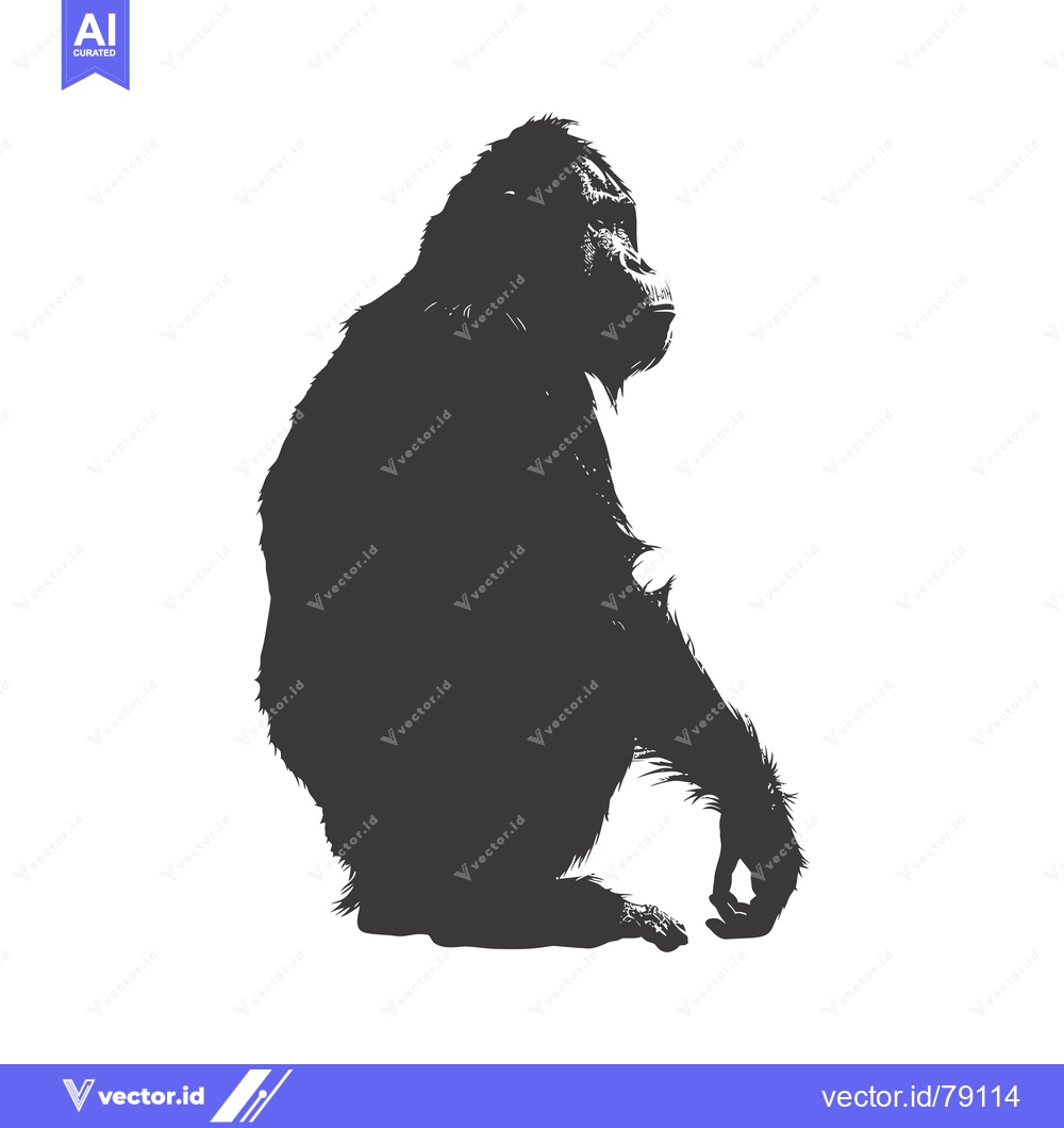 Premium Vector of Silhouette of a Sitting Chimpanzee