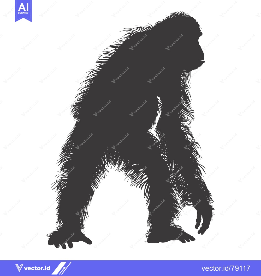 Premium Vector of Silhouette of a Furry Chimpanzee Walking
