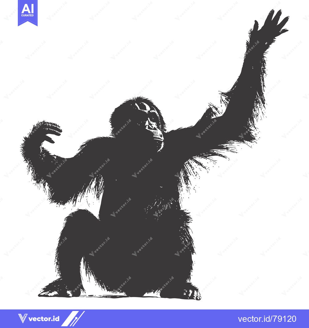 Premium Vector of Silhouette of a Chimpanzee Reaching Upwards