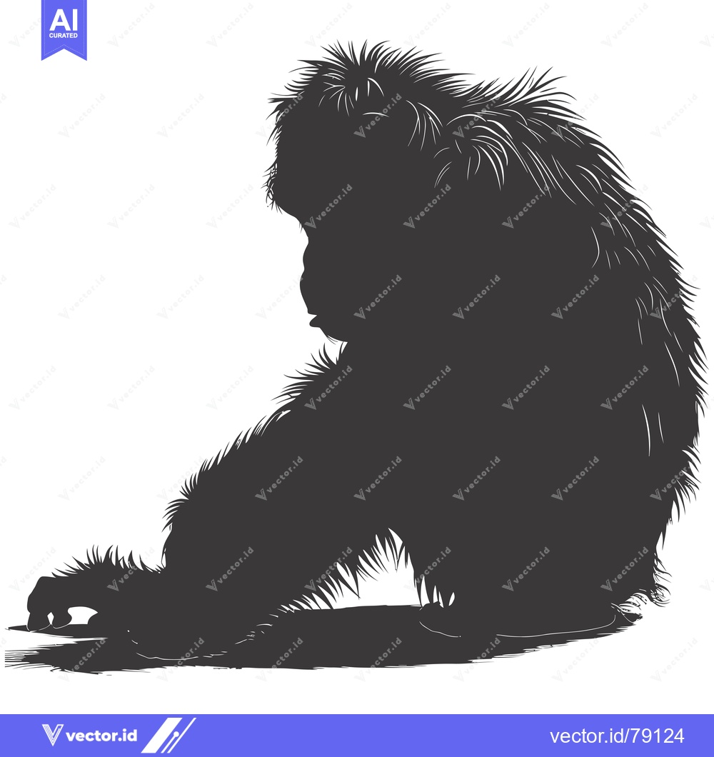 Premium Vector of Silhouette of a Furry Animal Sitting with its Head Down