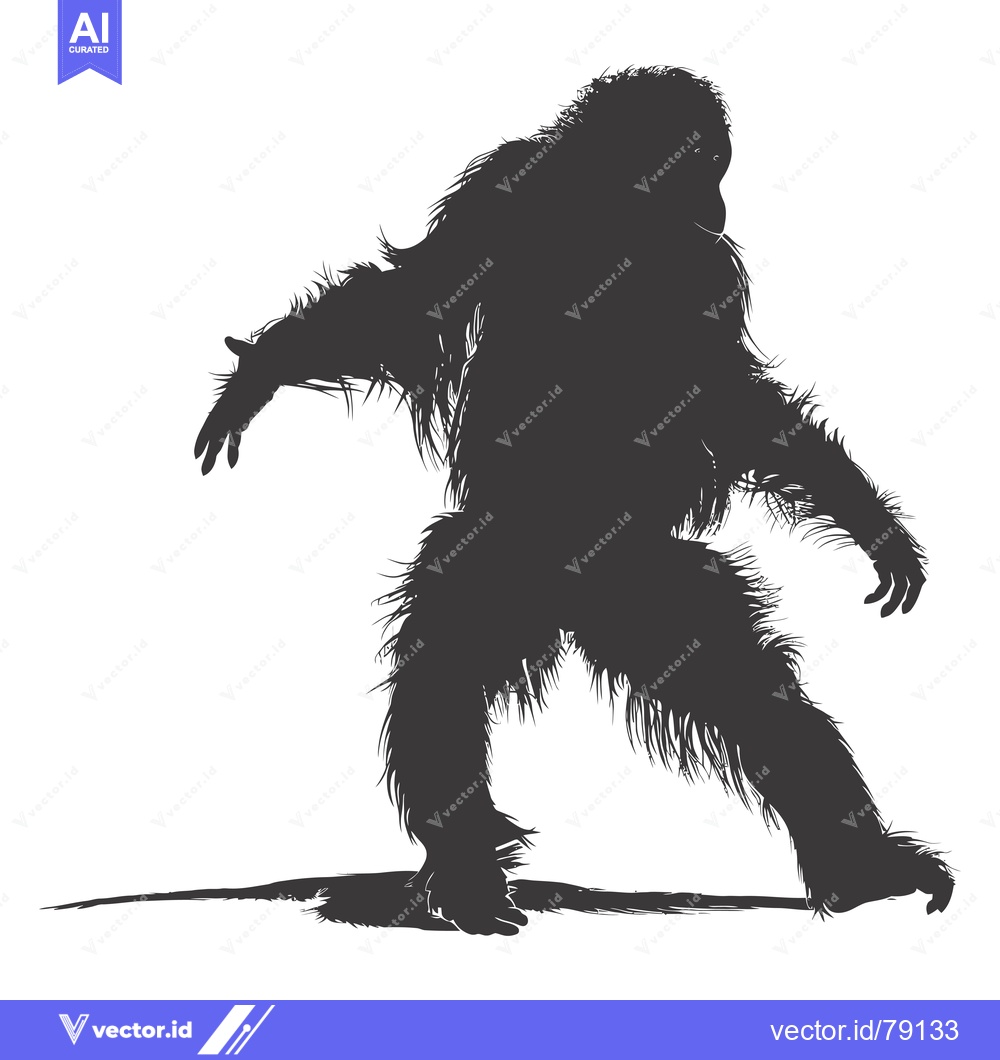 Premium Vector of Silhouette of a hairy ape-like creature walking