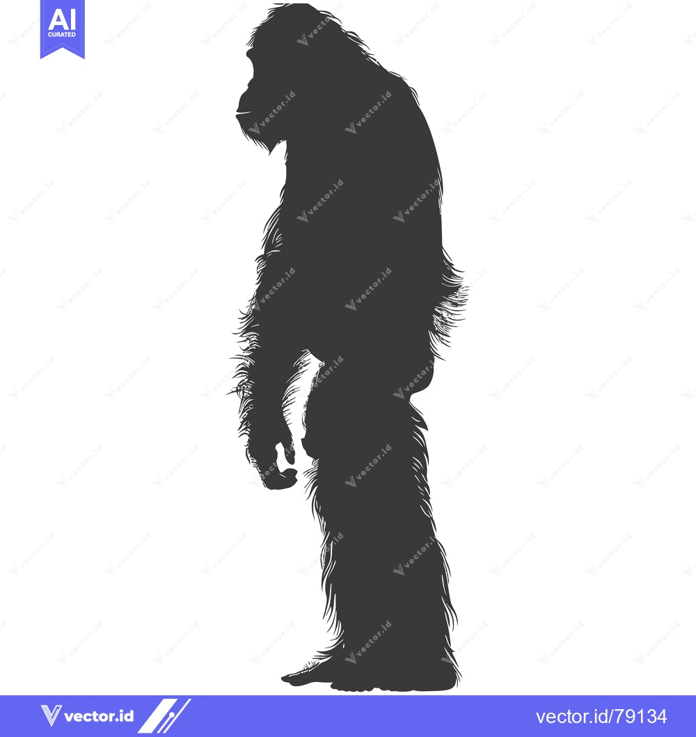 Premium Vector dari A Silhouette of a Furry, Upright Ape Standing Alone