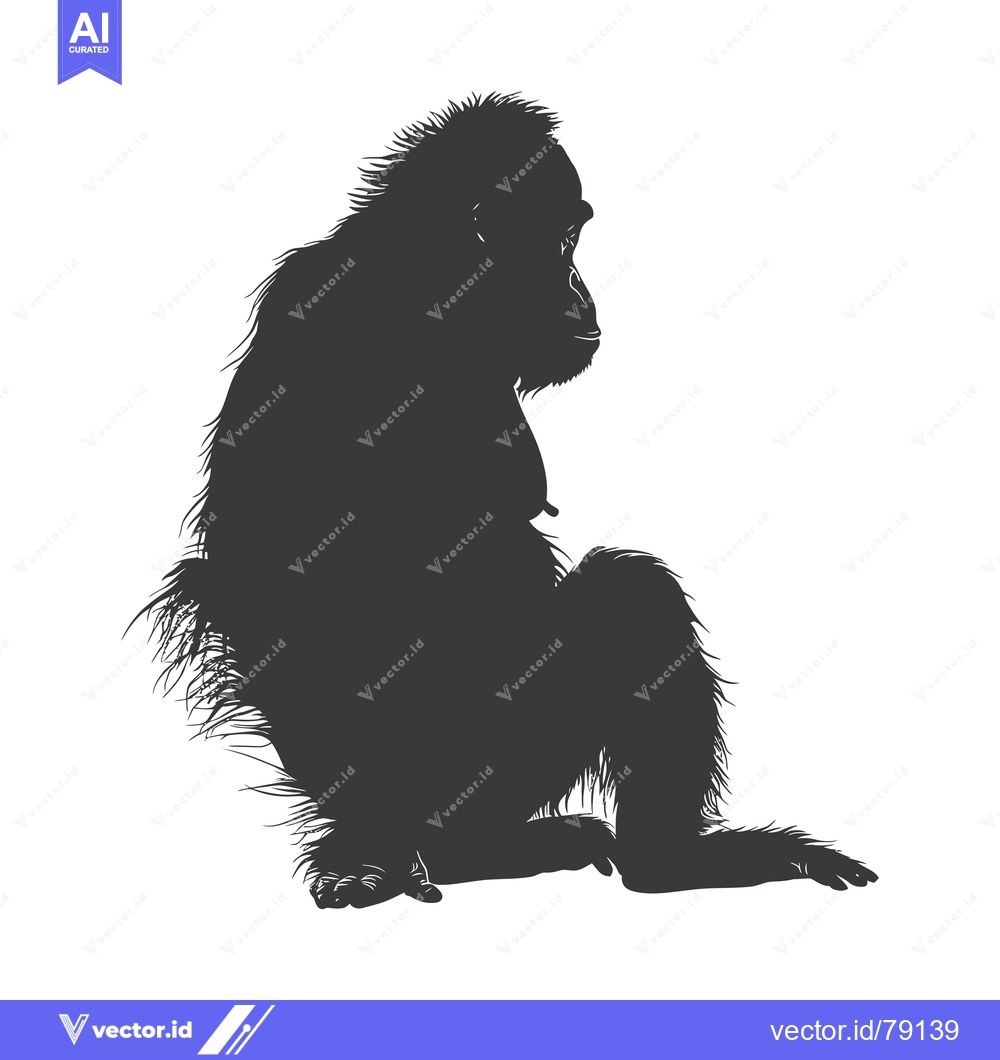 Premium Vector dari Silhouette of a Sitting Gorilla