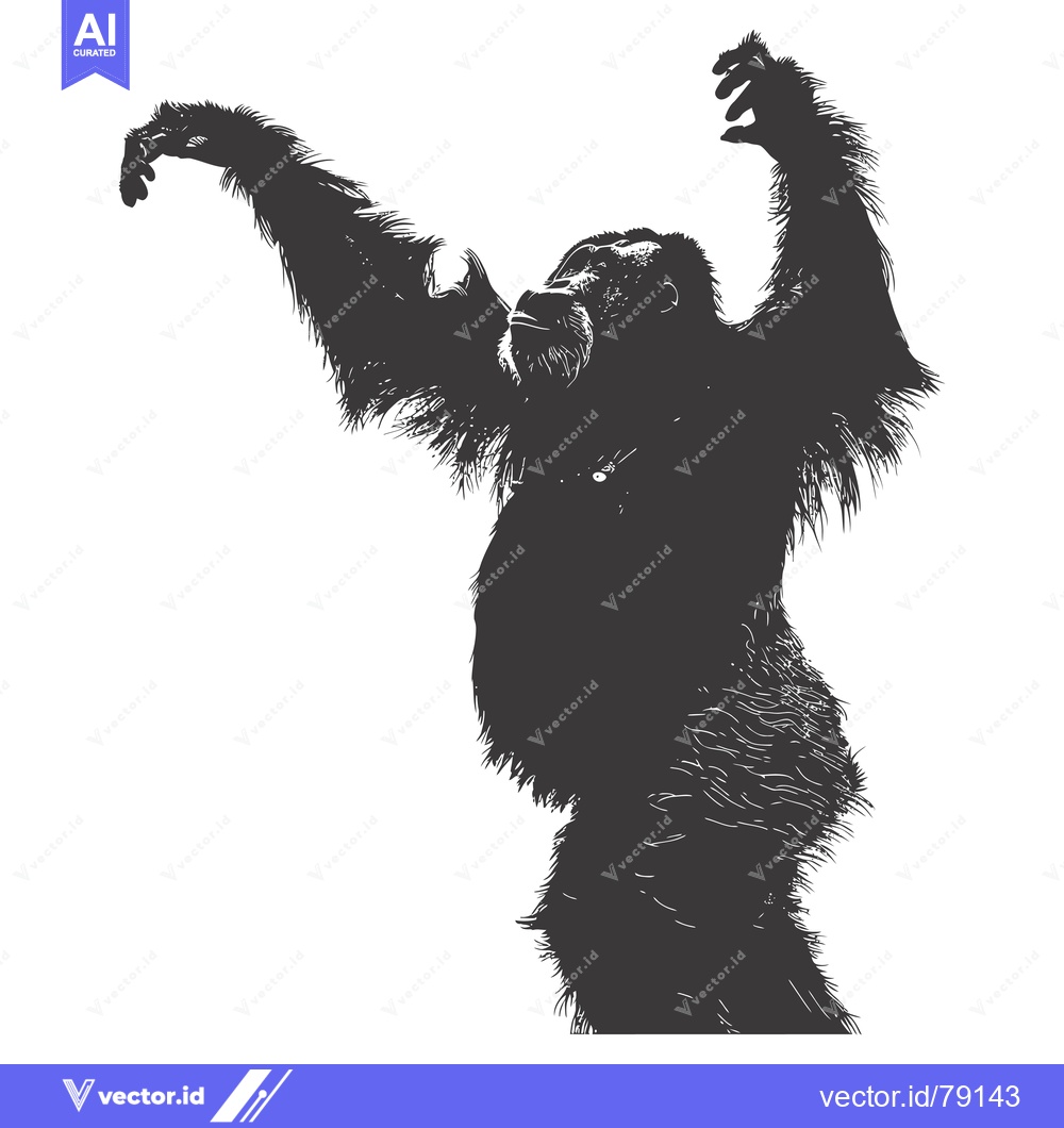 Premium Vector of Silhouette of an Orangutan with Raised Arms
