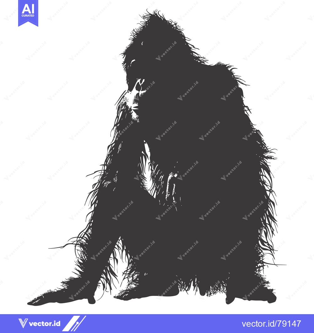 Premium Vector of Silhouette of an Orangutan Sitting and Looking Down