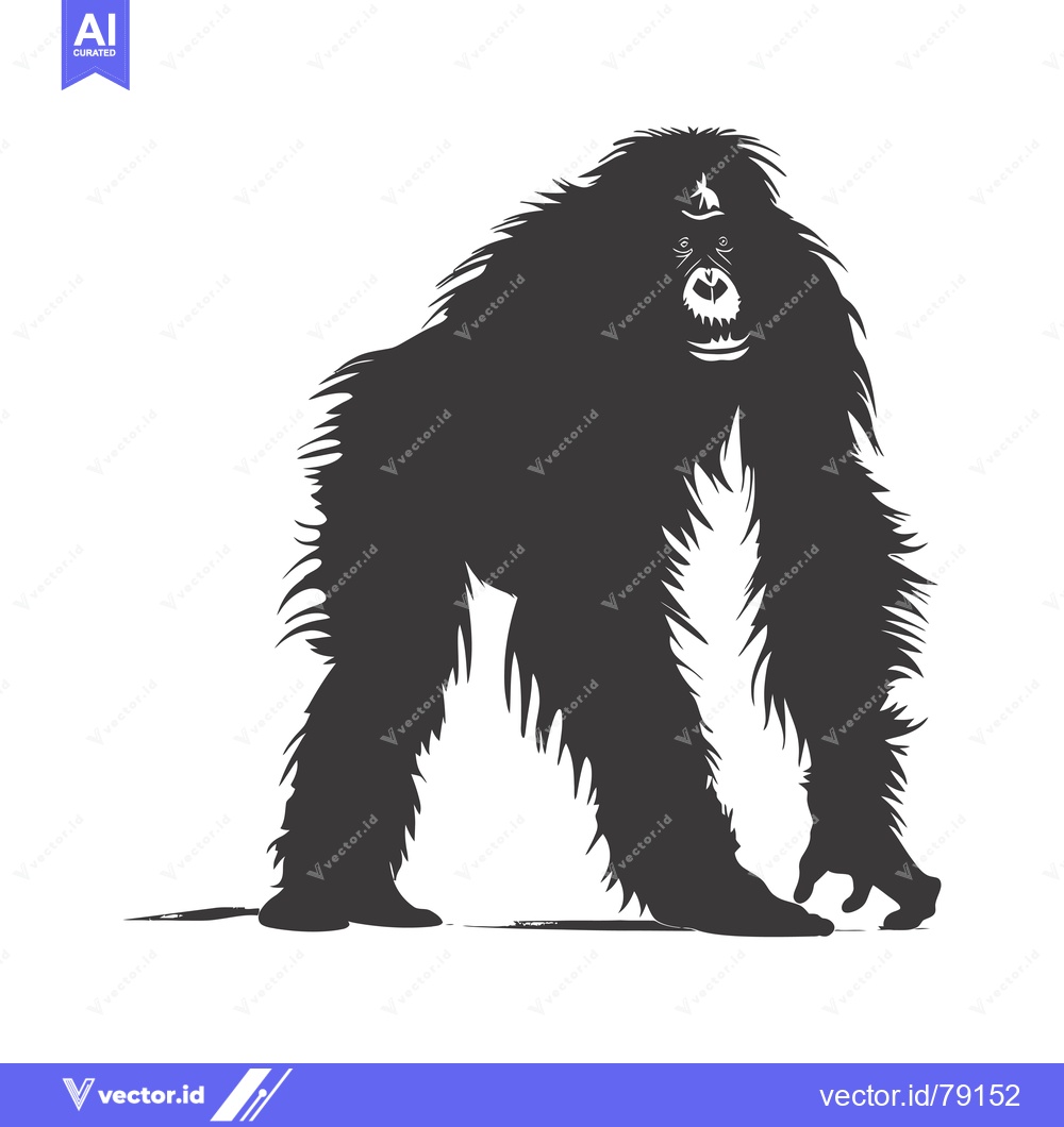 Premium Vector of A Silhouette of an Orangutan with Fur and an Open Mouth