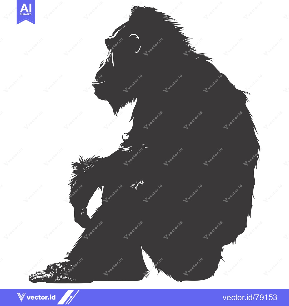 Premium Vector of Silhouette of a Chimpanzee Sitting with Its Legs Crossed