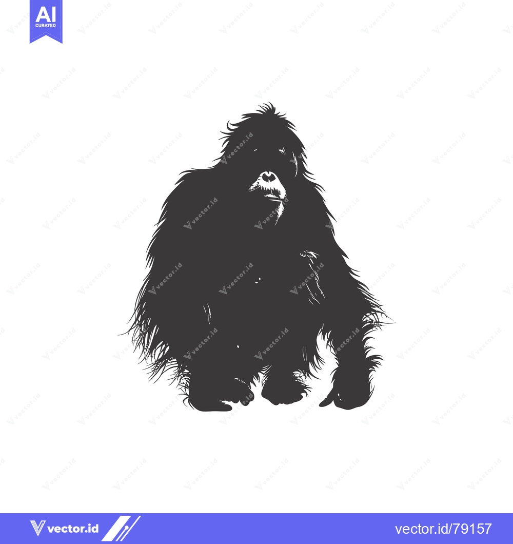 Premium Vector of Black and White Silhouette of an Orangutan