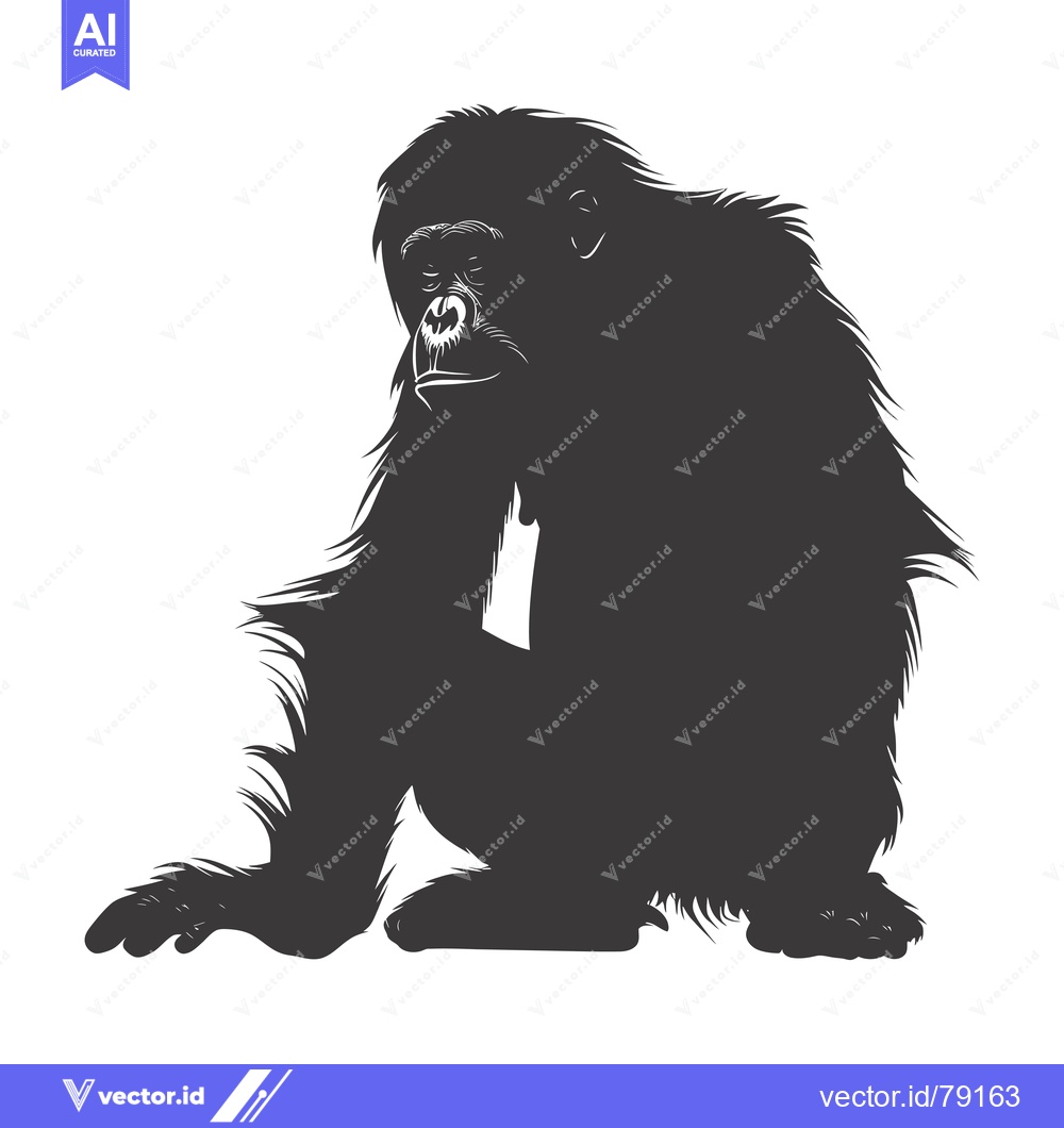 Premium Vector of Silhouette of a Sitting Orangutan