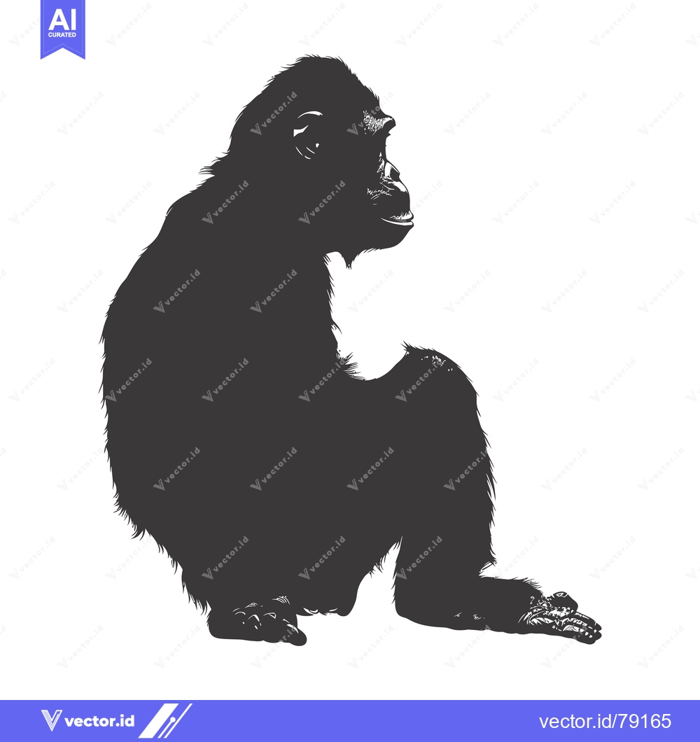 Premium Vector of Silhouette of a Sitting Chimpanzee