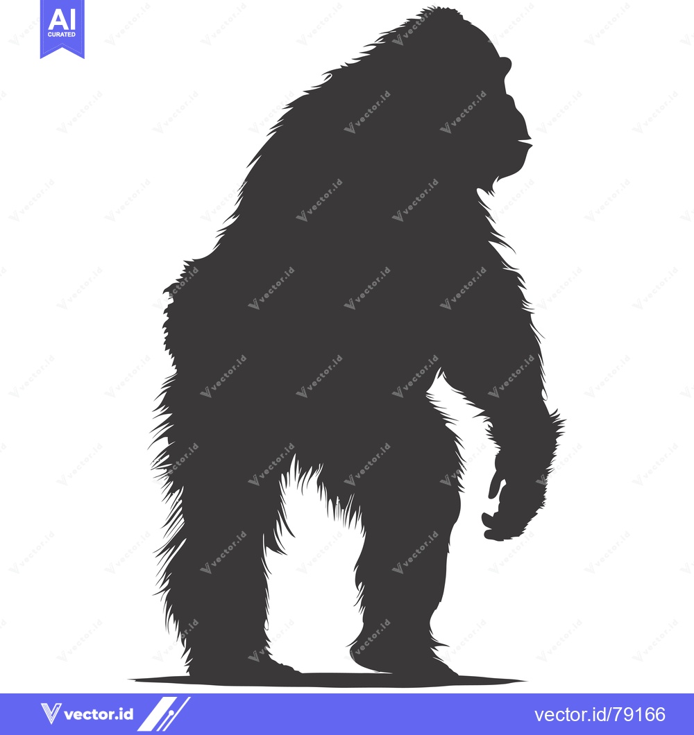 Premium Vector dari Silhouette of a chimpanzee standing on a white background