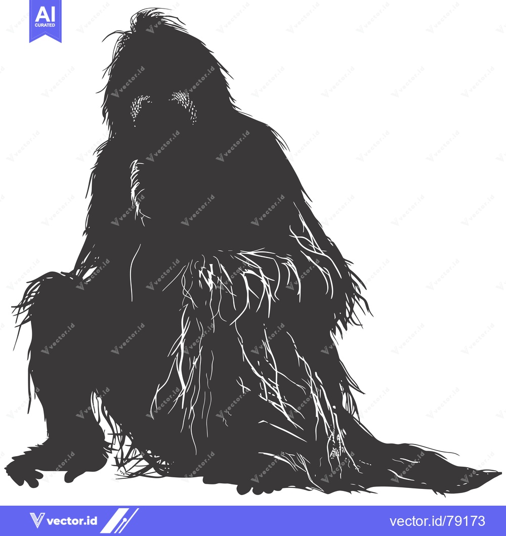 Premium Vector dari Silhouette of a seated orangutan with its arms crossed