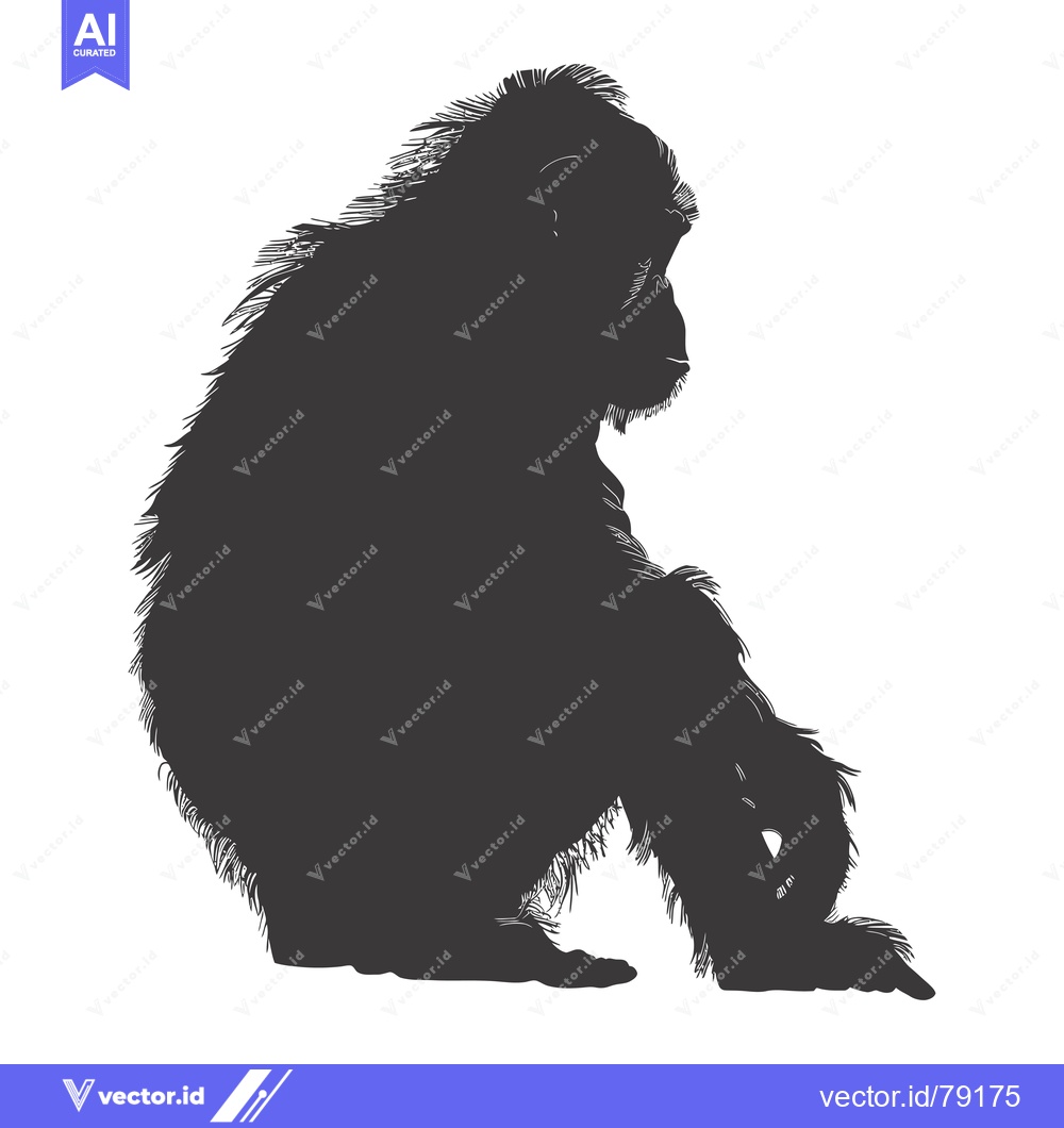 Premium Vector of Silhouette of a Sitting Chimpanzee