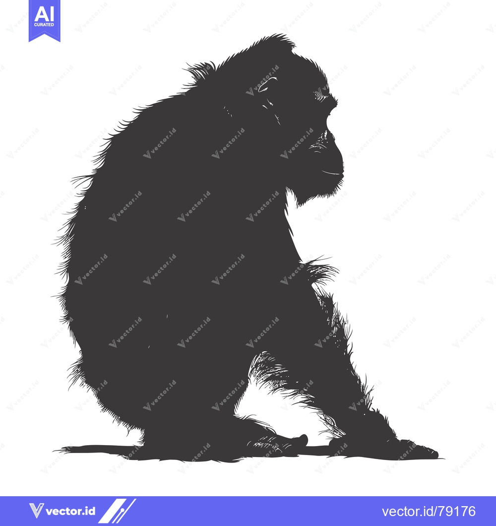 Premium Vector of Silhouette of a Chimpanzee Sitting with Its Head Down
