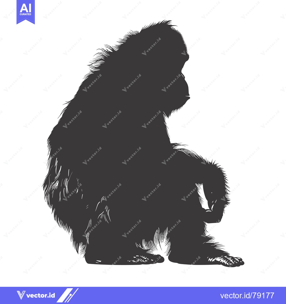 Premium Vector dari Silhouette of a Sitting Chimpanzee