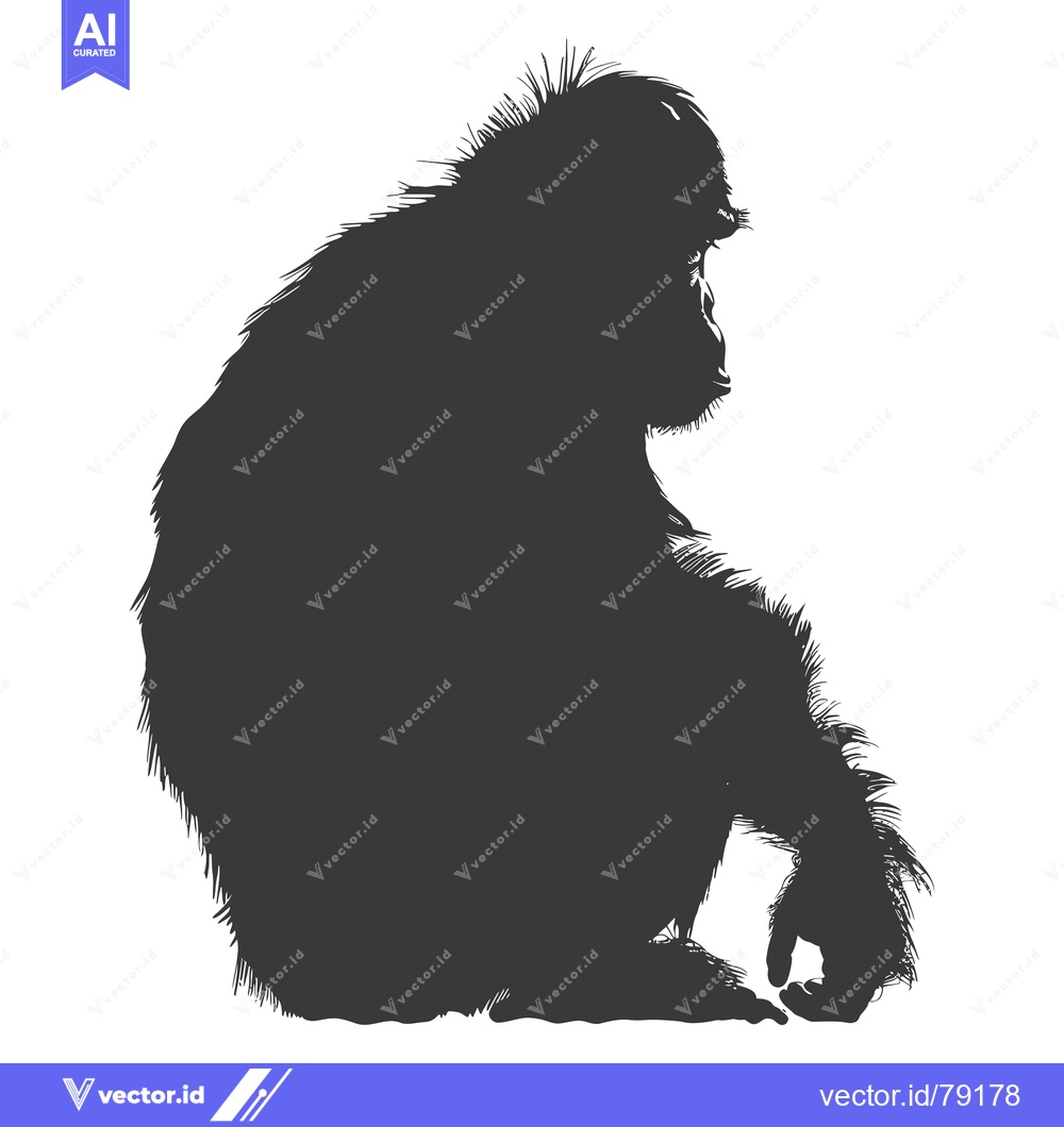 Premium Vector dari Silhouette of a Sitting Chimpanzee