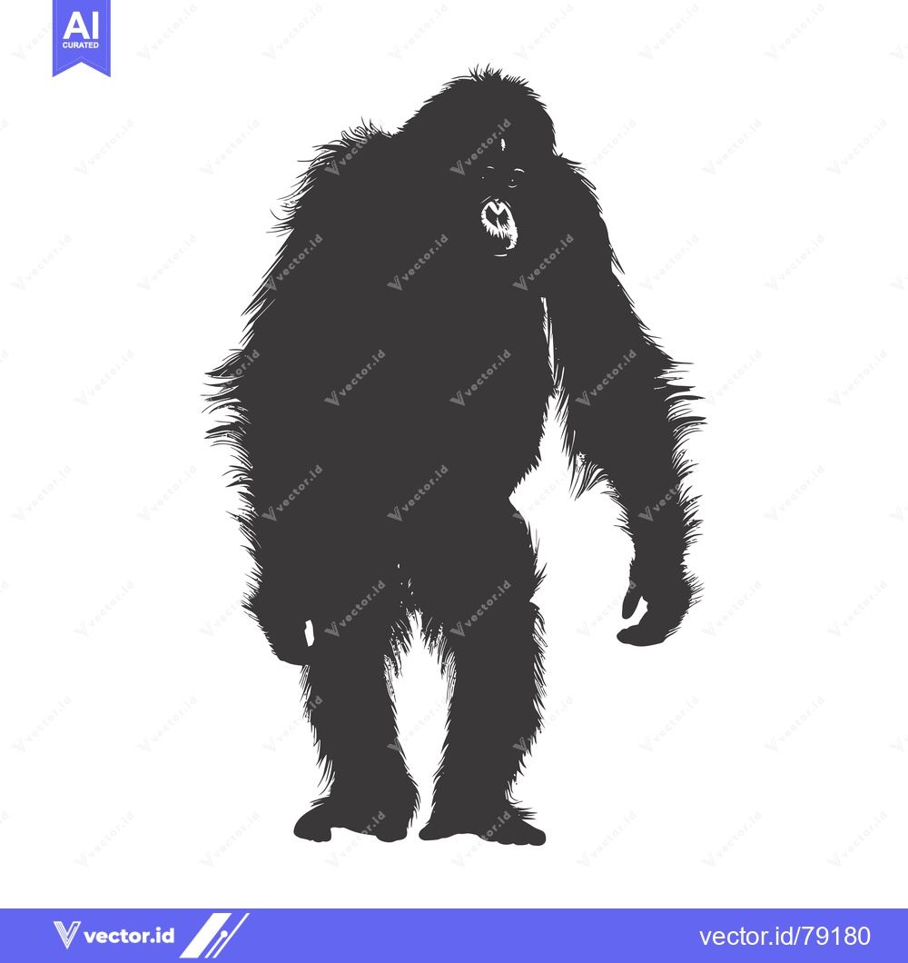 Premium Vector of A Silhouette of a Furry, Roaring Ape