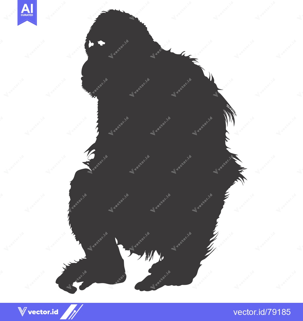 Premium Vector of Silhouette of a Sitting Orangutan