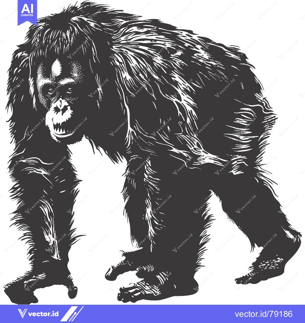 Premium Vector dari A Black and White Illustration of an Orangutan