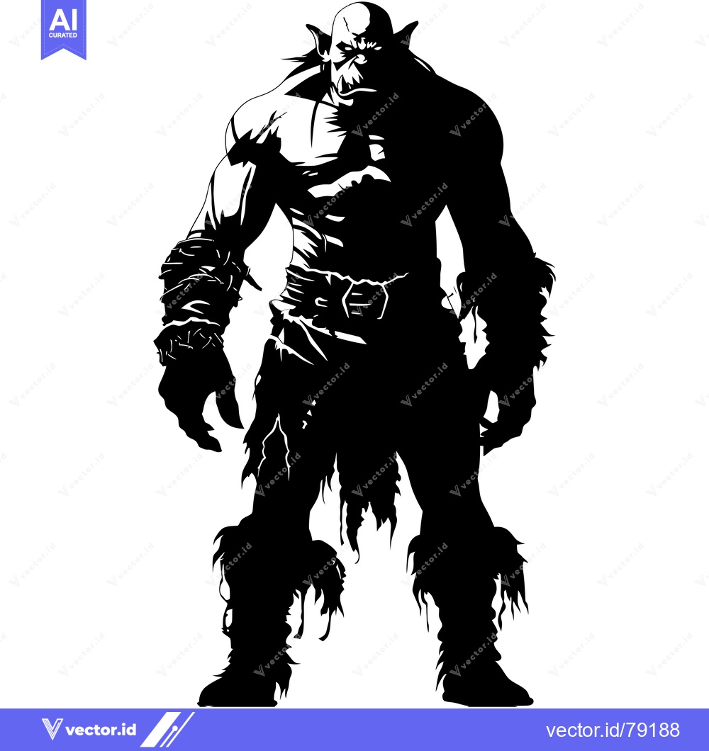 Premium Vector dari Silhouette of a Ferocious Orc Warrior