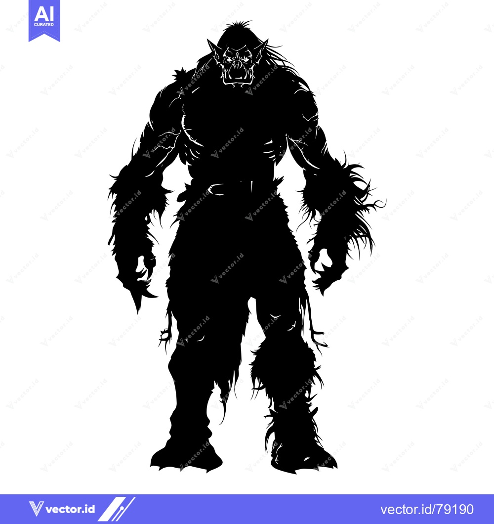 Premium Vector dari Silhouette of a Muscular, Fanged, and Furry Creature