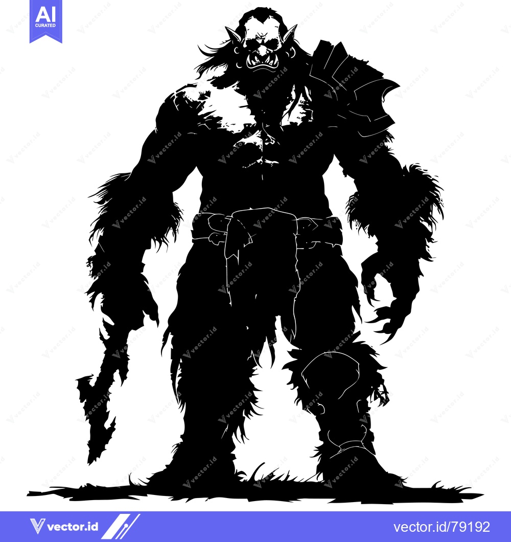 Premium Vector of Silhouette of a Powerful Orc Warrior with Weapons