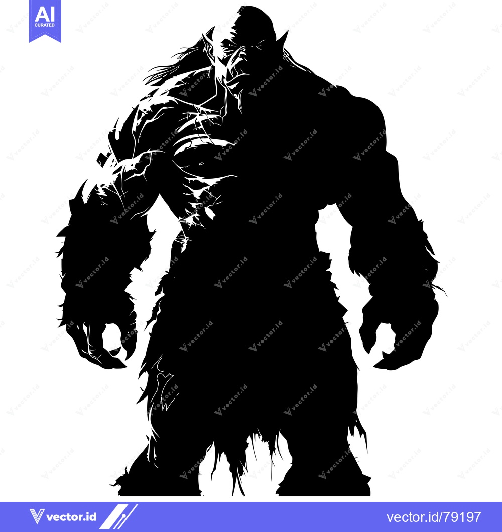 Premium Vector of Silhouette of a Muscular Orcish Warrior