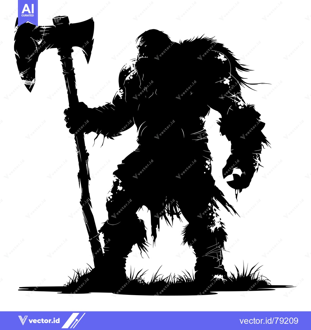 Premium Vector of Silhouette of a Warrior Holding an Axe