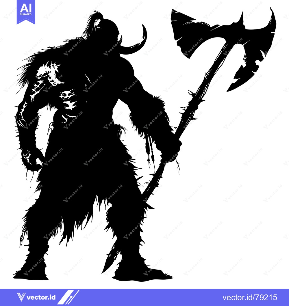 Premium Vector of Silhouette of a Barbarian Warrior Holding a Large Axe