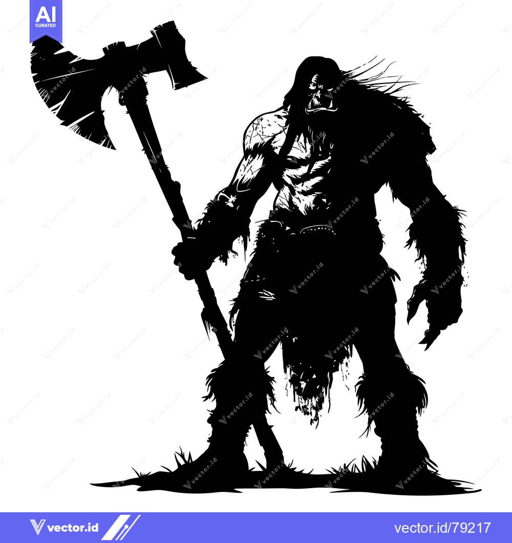 Premium Vector dari A Silhouette of a Hulking Barbarian Holding a Massive Axe