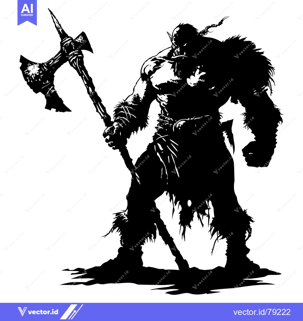 Premium Vector dari Silhouetted Orc Warrior with Axe