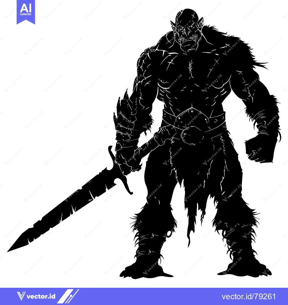 Premium Vector dari Silhouetted Orc Warrior Holding a Sword