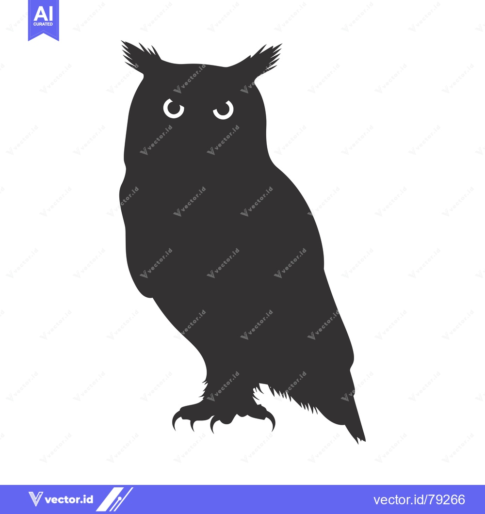 Premium Vector of Black and White Silhouette of an Owl with Sharp Talons