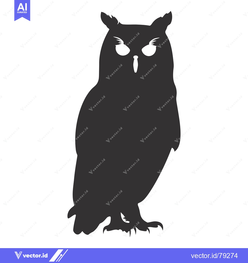 Premium Vector of Silhouette of a Standing Owl with Sharp Claws