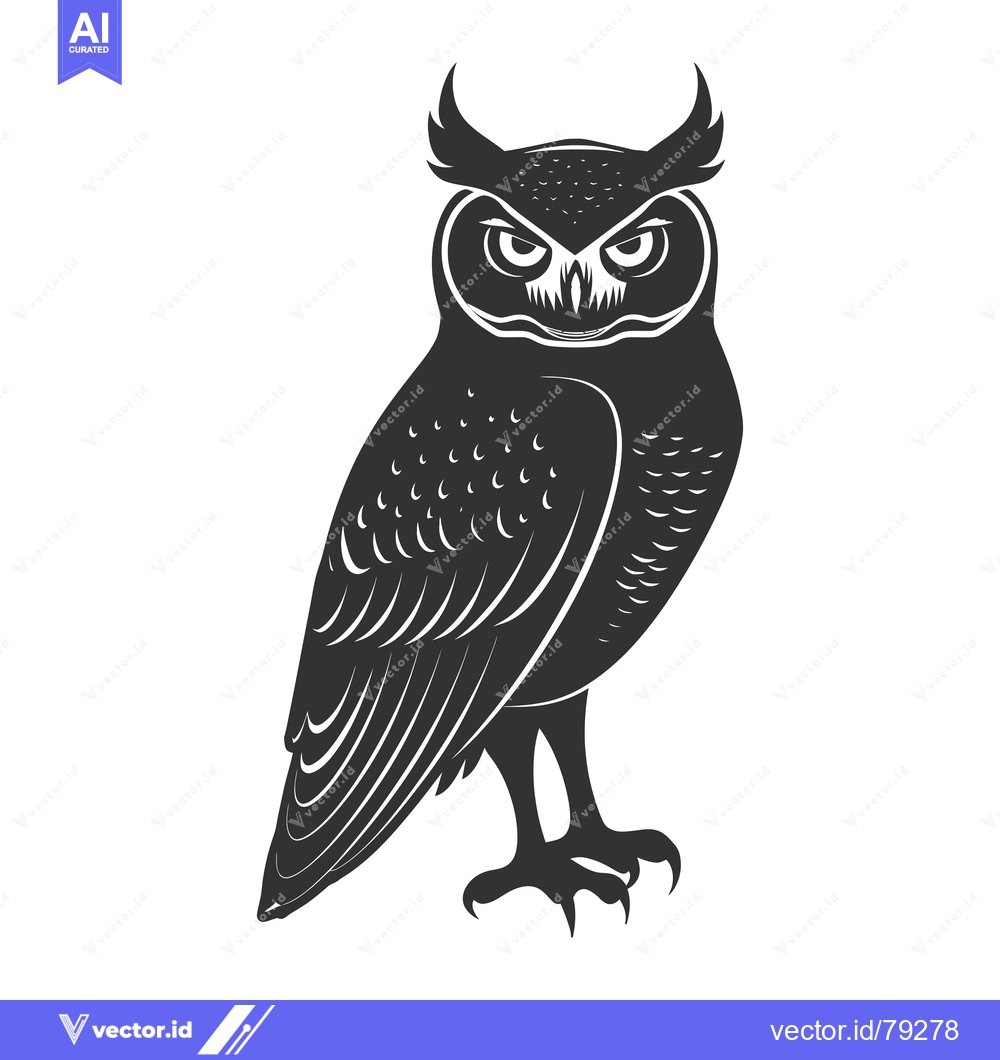 Premium Vector dari Black and White Silhouette of an Owl with Sharp Talons