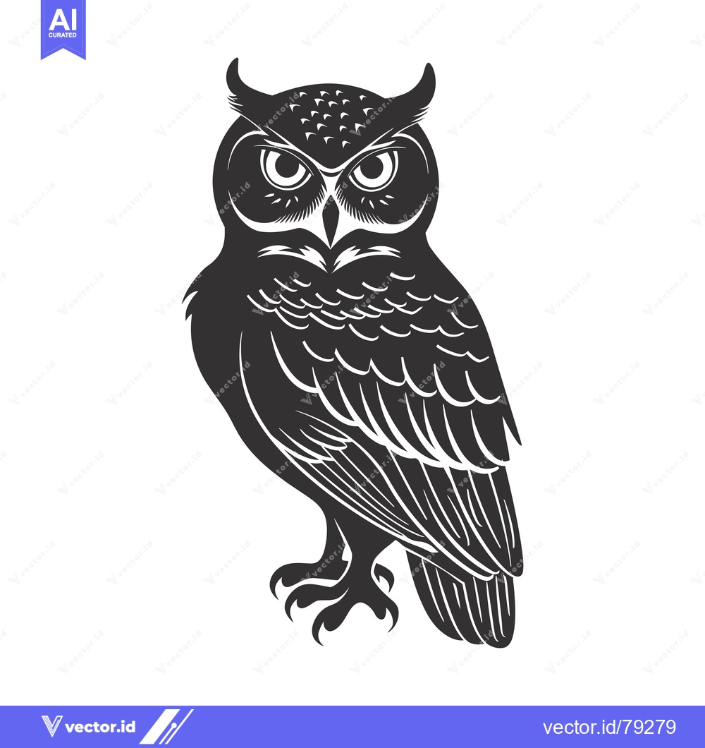 Premium Vector dari Black and White Silhouette of an Owl with Sharp Talons