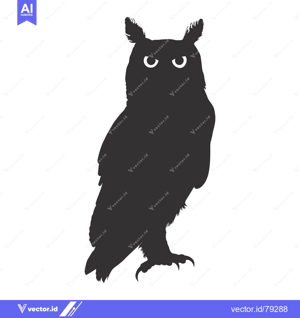 Premium Vector dari A black silhouette of an owl with large, round eyes