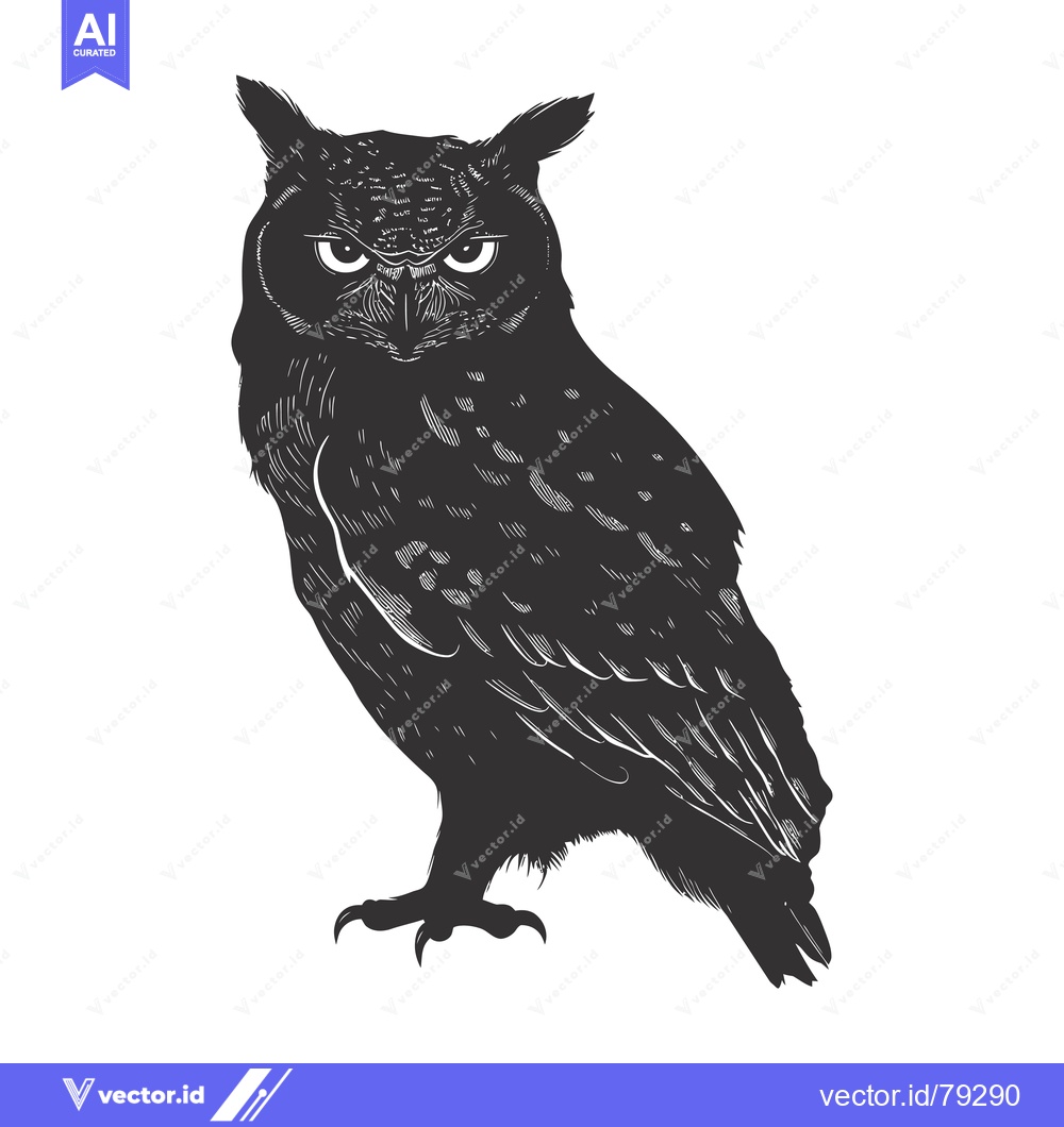 Premium Vector dari A Detailed Line Art Illustration of an Owl with Sharp Talons