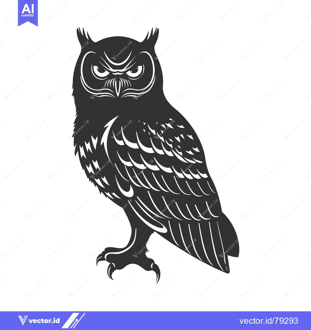 Premium Vector dari Black and White Silhouette of an Owl with Sharp Talons